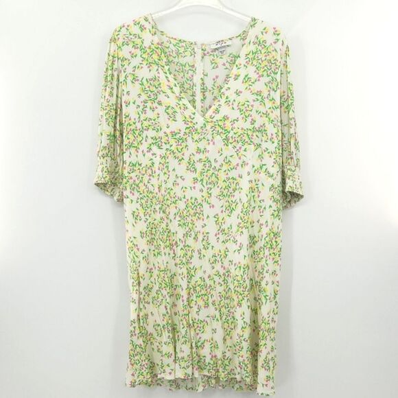 Rixo Target Puff Sleeve Dress Plus Size 16W White Pink Floral Spring Summer Boho - Picture 2 of 8